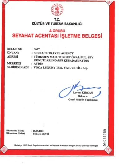 TURSAB certificate preview